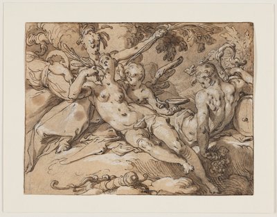 Venus en Bacchus (Zonder Ceres en Bacchus zou Venus bevriezen) door Abraham Bloemaert