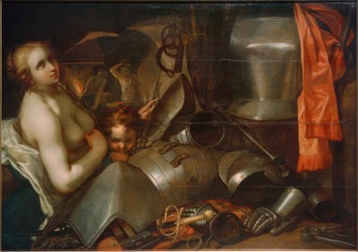 Venus en Amor in de smidse van Vulcanus door Abraham Bloemaert