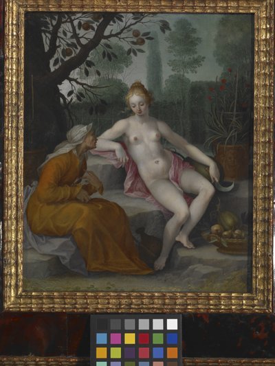 Vertumnus en Pomona door Abraham Bloemaert
