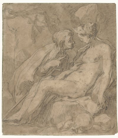 Vertumnus en Pomona (?) door Abraham Bloemaert