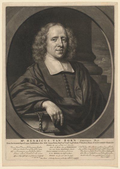 De heer Henricus van Born door Abraham Blooteling, after Nicolaes Maes