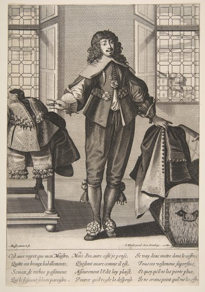 Een Knecht die de Luxe Kleding van Zijn Meester Opruimt door Abraham Bosse