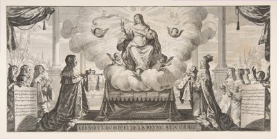 Almanak voor 1639: Lodewijk XIII en Anna van Oostenrijk vertrouwen het koninkrijk en de prins toe, 1639 door Abraham Bosse