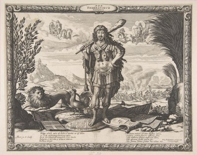 Oorlogsverklaring aan Spanje door Lodewijk XIII: De koning als Hercules door Abraham Bosse