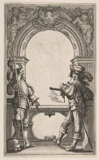 Frontispice voor Les Gardes Françaises, 1632 door Abraham Bosse