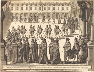 Mars van de koning en ridders van de Heilige Geest op de binnenplaats van Fontainebleau door Abraham Bosse