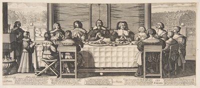 De zegening aan tafel, ca. 1635 door Abraham Bosse