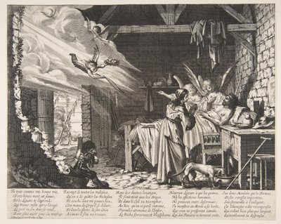De dood van Lazarus, 1620-76 door Abraham Bosse