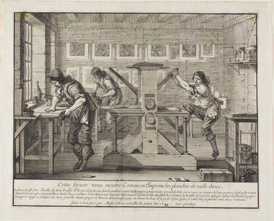 De etspers - De drukkerij door Abraham Bosse