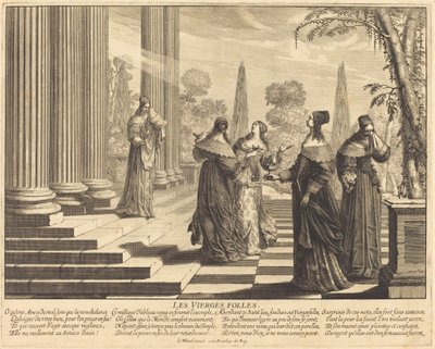 De dwaze maagden naderen de tempel door Abraham Bosse