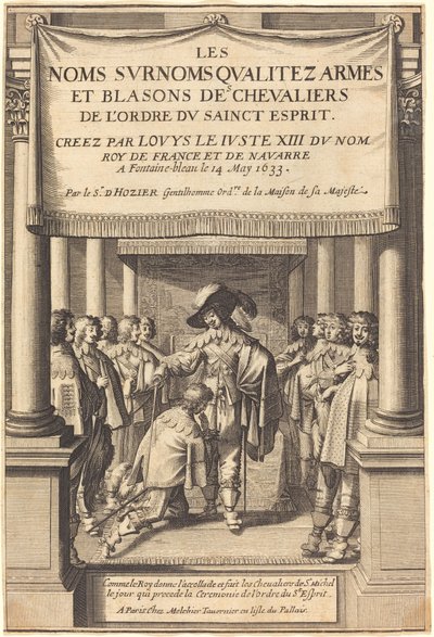De Koning Geeft de Accolade en Creëert Ridders van S. Michel die de Orde van de Heilige Geest Ontvangen door Abraham Bosse