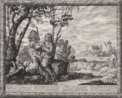 De verloren zoon: De verloren zoon die de varkens hoedt door Abraham Bosse
