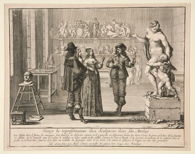 De Beeldhouwer in Zijn Atelier, uit de serie Kunstenaars in hun Ateliers door Abraham Bosse
