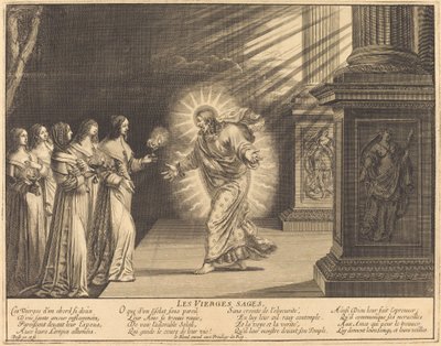 De wijze maagden die hun lampen dragen door Abraham Bosse