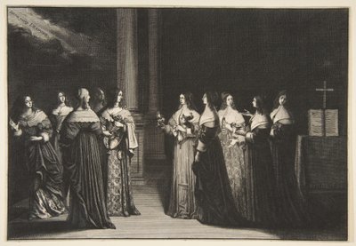 De wijze maagden weigeren olie aan de dwaze maagden door Abraham Bosse