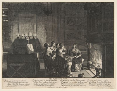 De Wijze Maagden Rusten Terwijl Ze Wachten op de Aankomst van de Bruidegom door Abraham Bosse