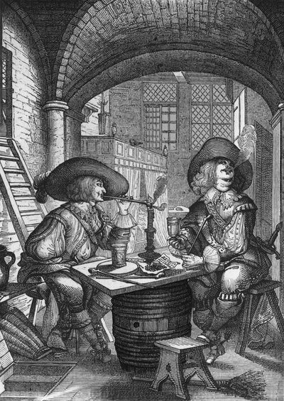 Tabaksrokers. Gravure door Abraham Bosse. 18e eeuw door Abraham Bosse