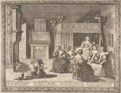 Bezoek aan de nieuwe moeder, 1633 door Abraham Bosse