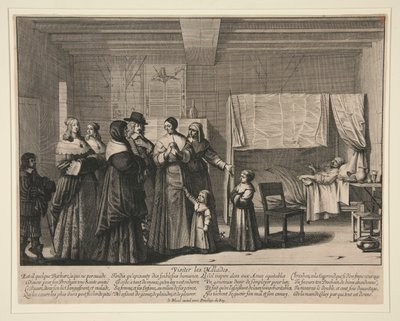 Visiter les Malades, uit Zeven Werken van Barmhartigheid door Abraham Bosse