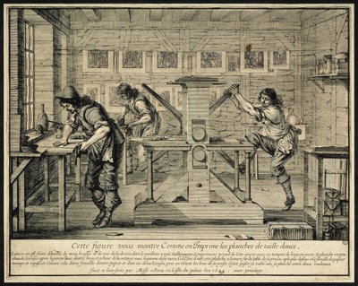 Werkplaats van een Graveur, 1642 door Abraham Bosse