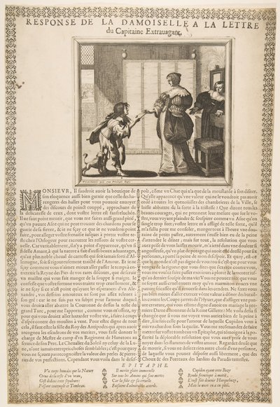Antwoord van een jonge dame op de brief van de kapitein, ca. 1636 door Abraham Bosse