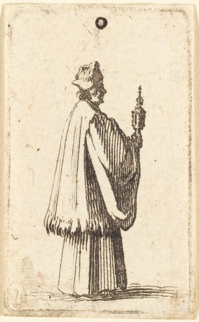 Priester die het Heilig Sacrament van de Eucharistie Draagt door Abraham Bosse or Jacques Callot
