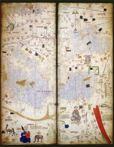 Catalaanse Atlas, Blad 7 en 8, 1375 door Abraham Cresques