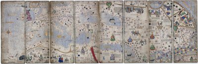 Vier perkamentbladen van de Catalaanse Atlas door Abraham Cresques