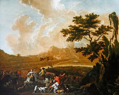 Een Jachtpartij door Abraham Danielsz. Hondius