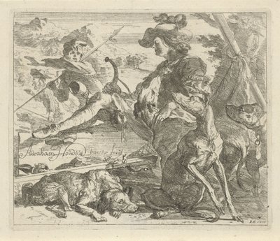 Jager met honden door Abraham Danielsz. Hondius