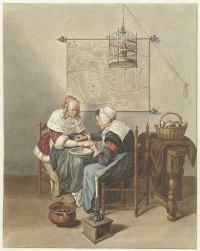 De aderlating door Abraham Delfos