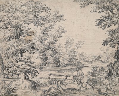 Landschap met man te paard door Abraham Genoels