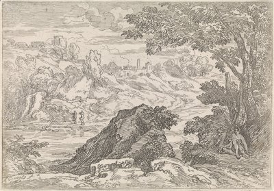 Landschap met rivier door Abraham Genoels