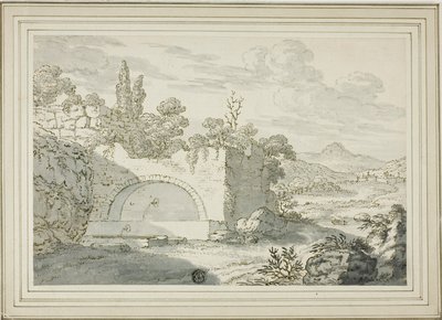 Landschap met fontein door Abraham Genoels II