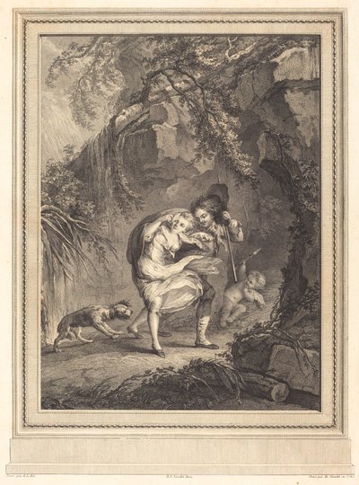 De windvlaag door Abraham Girardet after Antoine Lebel