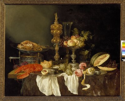 Stilleven met een kreeft en een kalkoen door Abraham Hendricksz van Beyeren
