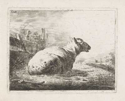 Liggend schaap door Abraham Hendrik Winter