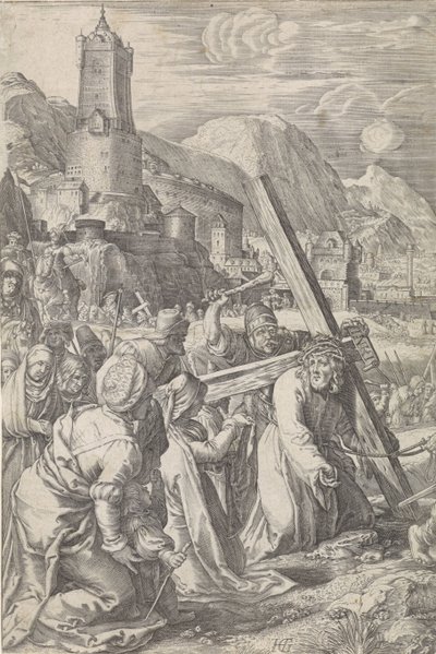 Kruisdraging (De Passie) door Abraham Hogenberg