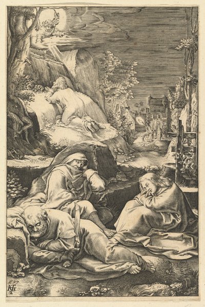 De Agonie in de Tuin, uit De Passie van Christus, ca. 1598-1653 door Abraham Hogenberg