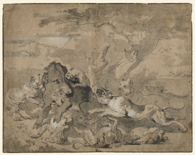 Zwijnenjacht door Abraham Hondius