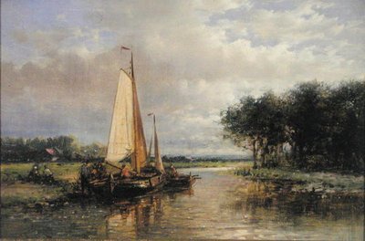 Nederlandse Aken op een Rivier door Abraham Hulk