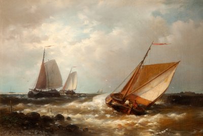 Schepen in een Bries door Abraham Hulk