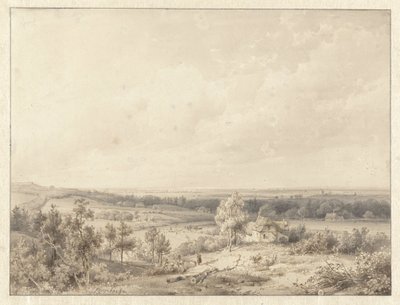 Gezicht richting Alkmaar vanaf de duin te Schoorl door Abraham Johannes Couwenberg