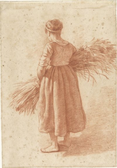 Staande vrouw met een bos graan door Abraham Johannes Ruytenschildt (attributed to)