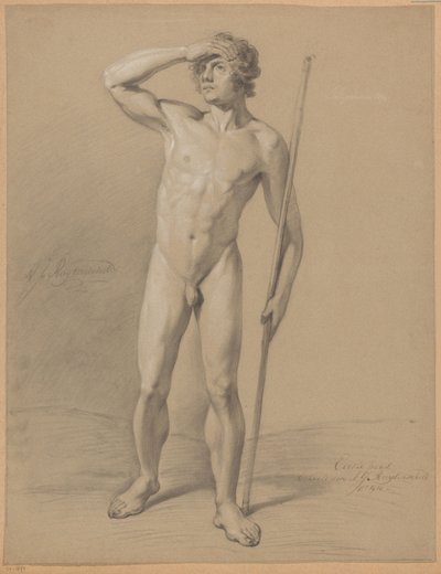 Staand mannelijk naakt, van voren gezien (1e prijs 1810) door Abraham Johannes Ruytenschildt