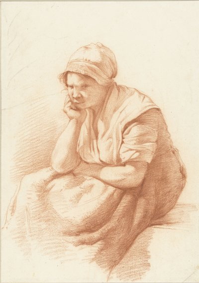 Studie van een zittende vrouw met de arm onder het hoofd door Abraham Johannes Ruytenschildt