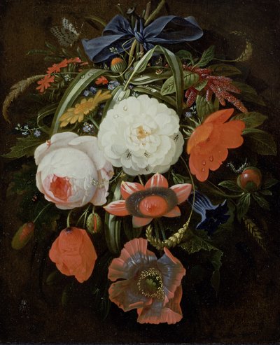Stilleven van Hangende Bloemen door Abraham Mignon