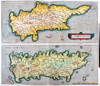 Cyprus, Kreta, Cyprus, Griekenland door Abraham Ortelius