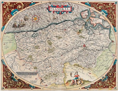 Flandria Geografische kaart van het gebied van Vlaanderen uit 