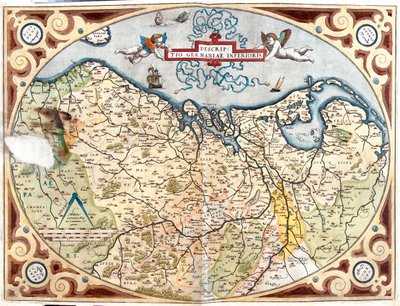 Frankrijk (Regio: Haute-Normandie, Picardie, Nord-Pas de Calais, Ile-de-France, Champagne-Ardenne, Lotharingen), België, Nederland, Duitsland (deelstaat: Nedersaksen, Noordrijn-Westfalen, Rijnland-Palts, Saarland), Luxemburg door Abraham Ortelius